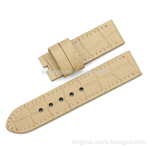 24mm genuine calf leather alligator grain watch band for panerai watch strap stainless steel watch band leather watch strap